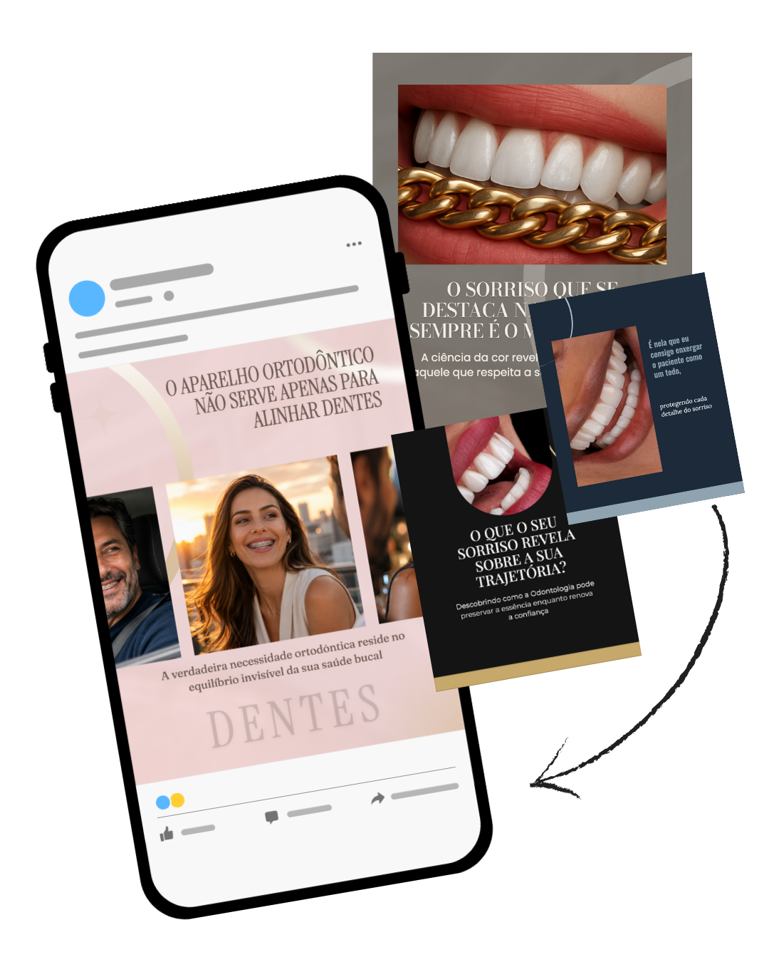 Mockup do Banco Post Pra Dentista com exemplos de conteúdo pronto para Odontologia