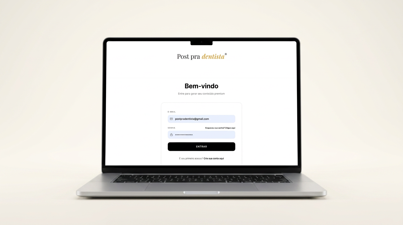 Plataforma Post Pra Dentista® em um notebook