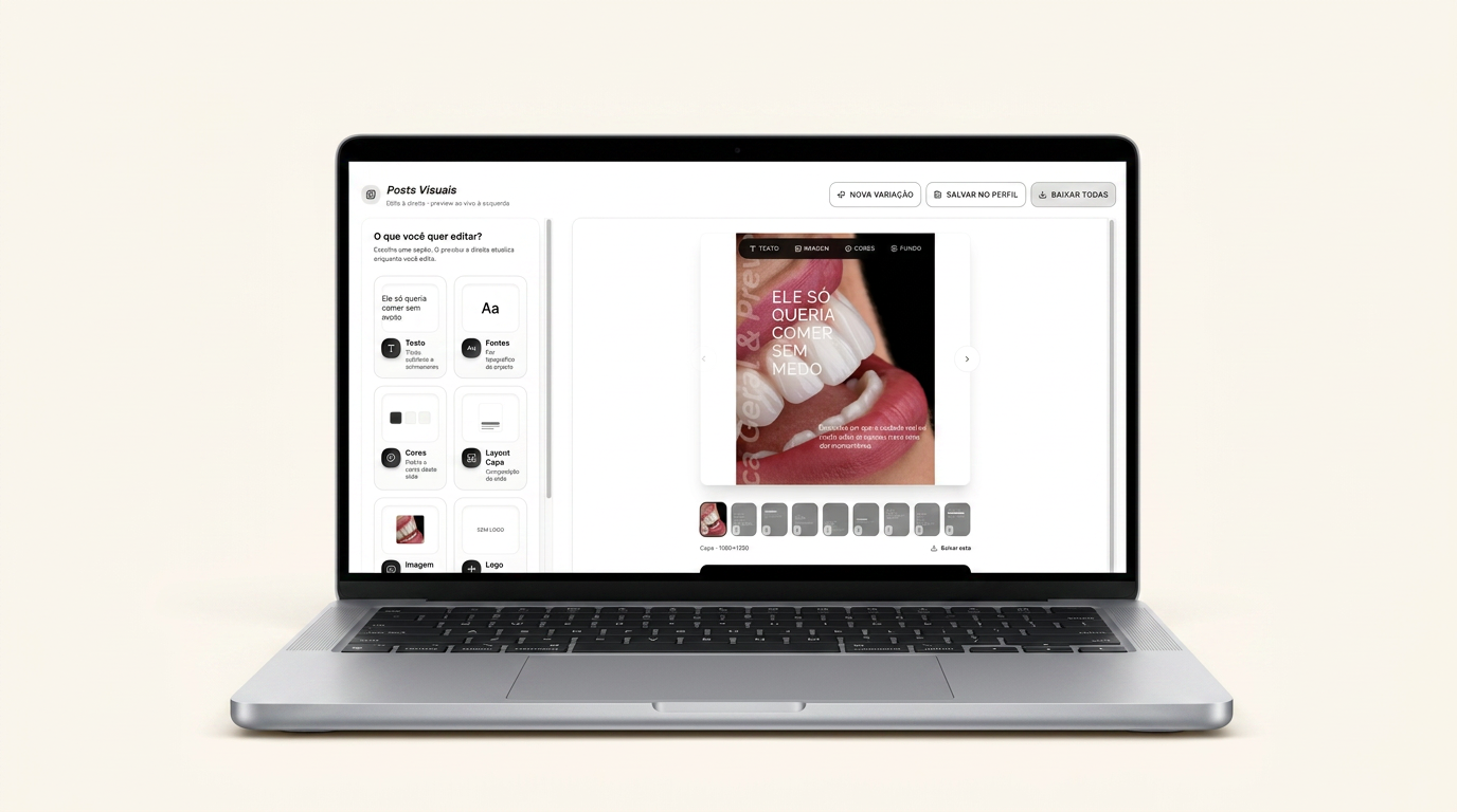Conteúdo gerado pronto na plataforma Post Pra Dentista®