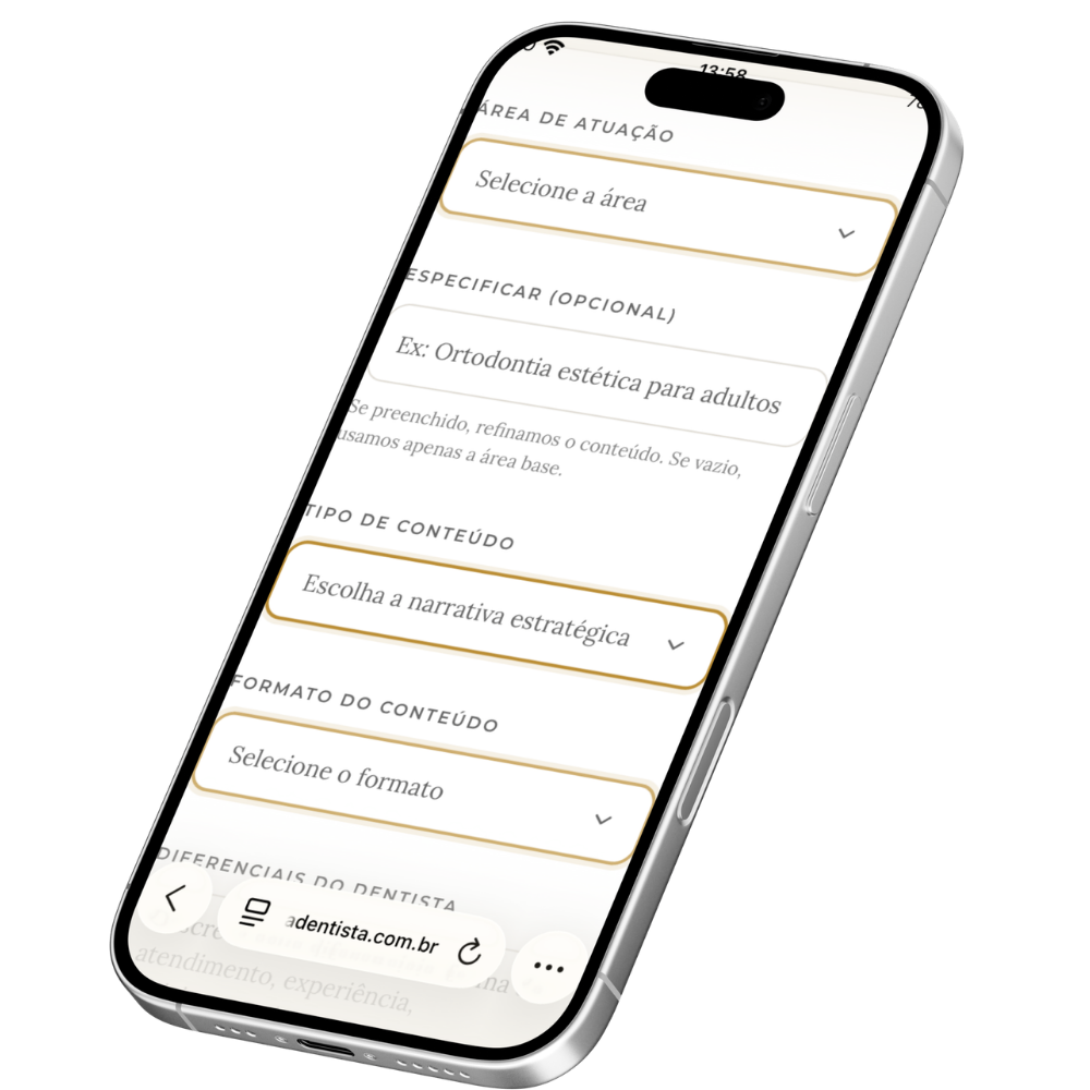 Formulário da plataforma Post Pra Dentista® em um iPhone